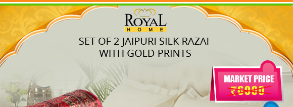 Set of 2 Jaipuri Silk Razai with Gold Prints